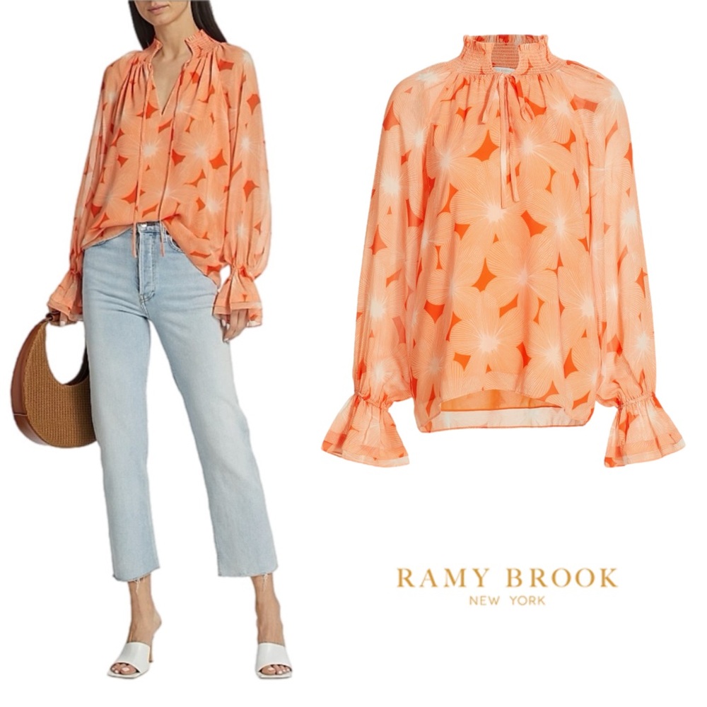 NEW Ramy Brook Clarke Floral-Printed Blouse